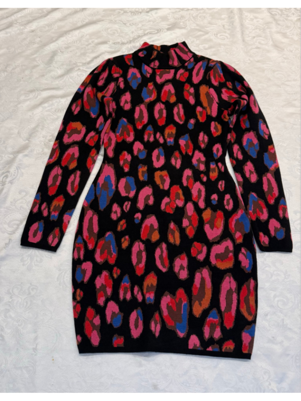 Farm Rio Iridescent Leopards Cut Out Knit Mini Dress NWT Size Medium - Picture 3 of 7
